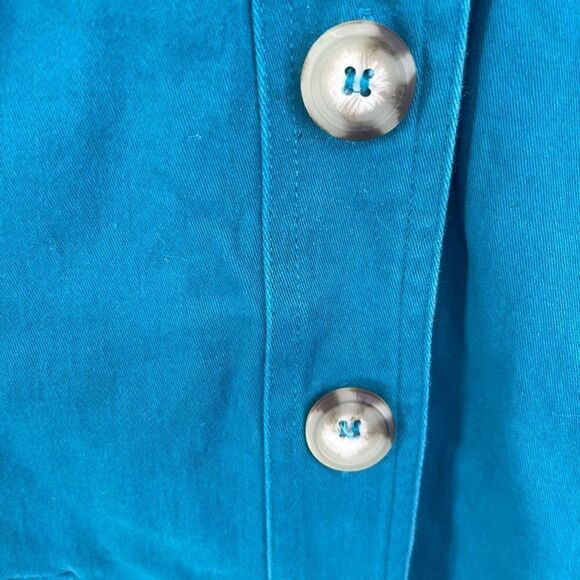 Appleseed's Women's Button Down Jacket Blazer Collared Pockets Teal Green Medium - Picture 10 of 13